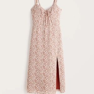 Abercrombie Cinch-Front Midi Dress in red floral*